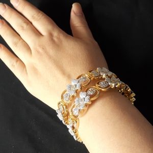 Jewels Galaxy Floral Design Gold Plated American Diamond Indian Bangle